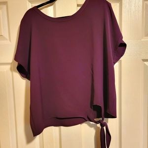 Burgundy blouse with side tie.